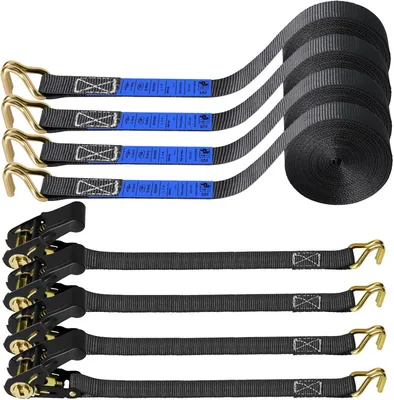 Produktbild von Spanngurt Zurrgurte mit Ratsche, Motorrad-Wimpern, 6M x 25MM Zurrgurte mit Ratsche | 4 Stück, Ratschengurte für Motorräder, LKWs, Anhänger, Surfbrette