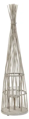 Bambus-Laterne 91 cm, natur, mit Glas & LED-Lichterkette