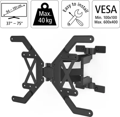 Obrázok produktu pre Hama TV-Wandhalterung, schwenkbar, neigbar, extra flach, 229 cm (90) bis 40 kg (00220850)
