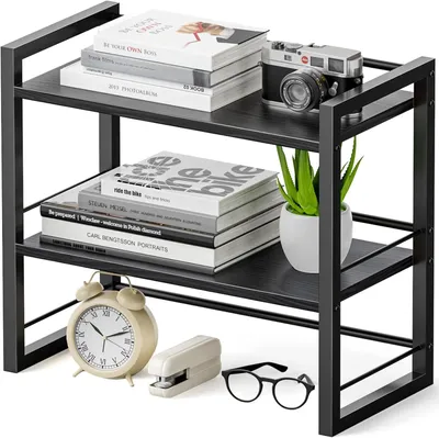 Zdjęcie produktu dla Desk Rack drewniany organizer, na biurko, czarny, mini regał półka