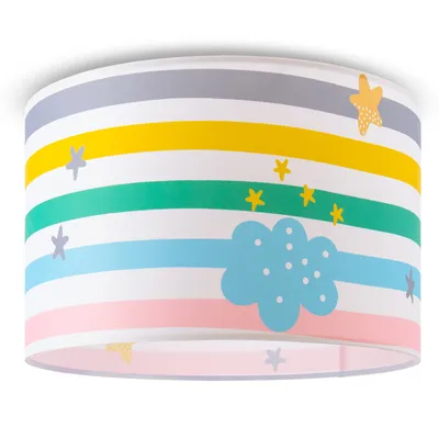 Produktbild von Deckenlampe Kinder Pendelleuchte Kinderzimmer Stoffschirm Rund Bunt Baby E27