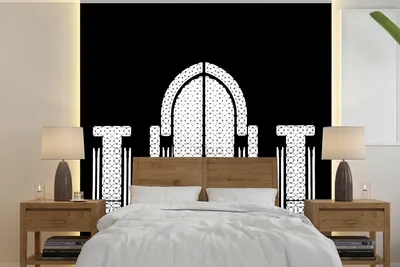 Produktbild von MuchoWow® Fototapete für Wohnzimmer oder Schlafzimmer Wandtapete Vinyl Motivtapete Schwarz - Weiß - Fenster - Mensch - 300x300 cm - Wanddekoration
