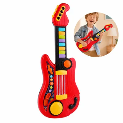 Produktbild von Kinder Klappgitarre mit Keyboard, 2-in-1 Elektro-Gitarre und Klavier Spielzeug, Musikspielzeug zur Früherziehung für Jungen und Mädchen ab 3-5 Jahren
