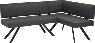 Produktbild von byLIVING Eckbank TORONTO, Bezug in dunkelgrau, Gestell in schwarz, L-Form langer Schenkel links, Taschenfederkern, Küchenbank, Speisezimmerbank, Maße: B 182, H 85, T 128 cm