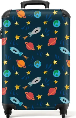 Obrázek produktu pro NoBoringSuitcases.com® Kufr Příruční zavazadlo Kufr na kolečkách Malý cestovní kufr na 4 kolečkách - Space - Planets - Boys - Rocket - Stars - Cabin Velikost < 55x40x23 cm & 55x40x20 cm - Foto kufr - Příruční kufr - Palubní zavazadloPříruční zavazadlo Kufr 55x35x20 cm, 36L,