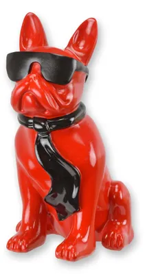 Produktbild von Figur Bulldogge mit Sonnenbrille – rot Replikat Retro Design Dekoration