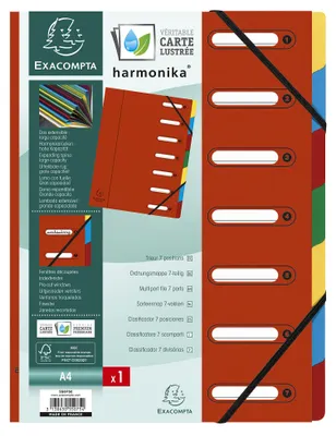 Obrázok produktu pre EXACOMPTA organizér DIN A4 kartón 7 priehradiek červený