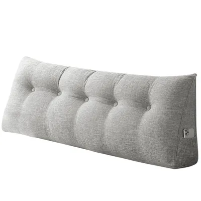 Image de Coussin de dossier, coussin lombaire, coussin de lecture pour lit, canapé ou divan – 160 x 50 x 20 cm – Gris clair
