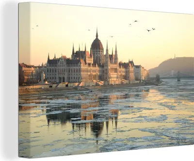 Obrázek produktu pro OneMillionCanvasses® - Výtisky na plátně - 140x90 cm, Budapešť - Parlament - Voda, nástěnné umělecké výzdoby tisk nástěnné dekorace
