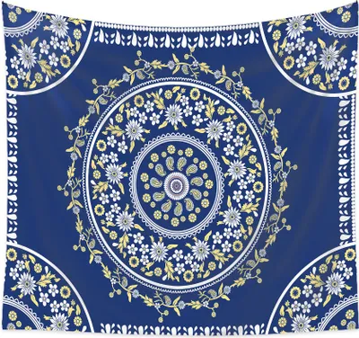 Image de Tapis mural fleur et plante esquissŽe, Mandala fleur boho, tapis mural hippie b?me pour chambre, salon, rŽsidence, dŽcoration de la maison (230 cm x 180 cm,couleur 3)