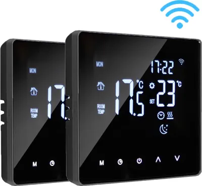 Zdjęcie produktu dla 2X Tuya WiFi inteligentne termostaty pokojowe ogrzewanie podłogowe ogrzewanie wodne termostat regulator temperatury, sterowanie aplikacją 3A - Czarny