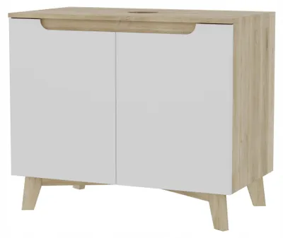 Zdjęcie produktu dla Szafka pod umywalkę biała dwudrzwiowa 80 x 45 x 70 cm dąb słoneczny, biały