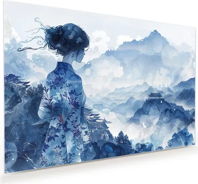 Produktbild von Glasbild 45x30cm in XXL für Wohnzimmer, Schlafzimmer Motiv Asiatische Landschaft