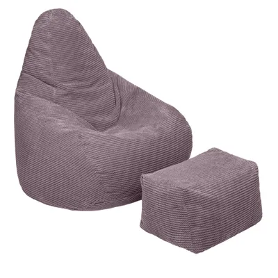 Produktbild von Loft 25 Sitzsack für Erwachsene mit Fußhocker – Cord Sitzsack mit Komfortfüllung – Gaming Sitzsack und Sitzsessel für den Innenbereich