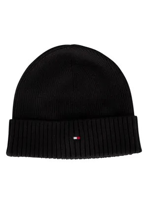 Produktbild von Tommy Hilfiger Herren Pima Baumwolle Beanie, Schwarz One Size