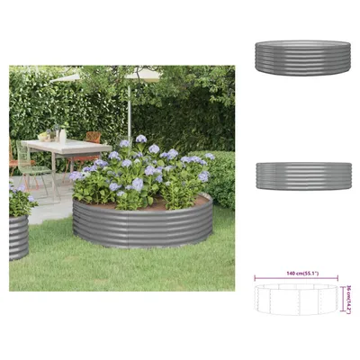 Produktbild von vidaXL Hochbeet Pulverbeschichteter Stahl 140x140x36 cm Grau -  Blumentöpfe & Pflanzgefäße