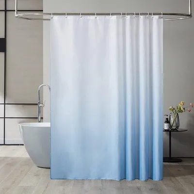 Produktbild von Unyqoos® Extra langer antibakterieller Duschvorhang 200×200 cm, wasserabweisendes Polyester, schimmelhemmend, inkl. 12 weiße Haken, Edelstahl-Ösen, gewichteter Saum