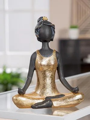 Produktbild von Gilde Figur, Frau, Yoga Lady , Poly, goldfarben, VE 4, L. 8 cm, B. 16 cm, H. 20 cm Höhe: 20.00 cm Breite: 16.00 cm Tiefe: 7.50cm 59271