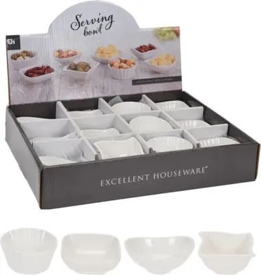 Produktbild von Schüsselset zum Servieren von Salat/Soßen/Snacks Excellent Houseware, Porzellan, weiß