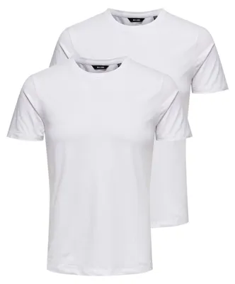 Produktbild von Only & Sons Herren Onsbasic Slim O-Neck 2-Pack Noos T Shirt, Weiß, M EU