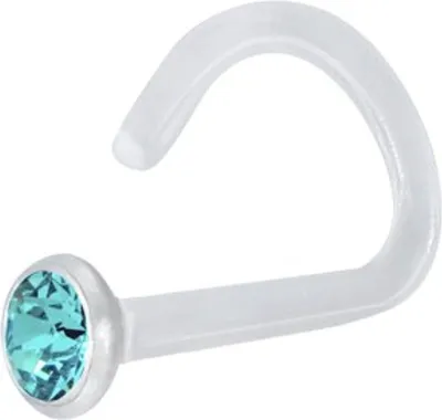Produktbild von Nasenpiercing Bioplast Mit Kristall Elements 0,8mm Nasenstecker - Aqua