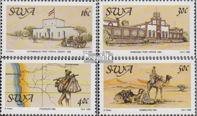 Produktbild von Briefmarken Namibia - Südwestafrika 1988 Mi 625-628 (kompl.Ausg.) FDC 100 Jahre Postdienst