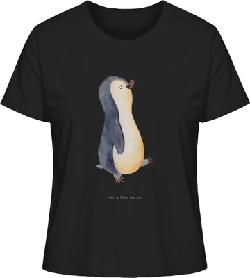 Produktbild von Mr. & Mrs. Panda Oberteil Damen Pinguin marschieren Größe S - Schwarz - Geschenk, Basic Shirt, Stolz, Bruder, T-Shirt, Schwester, Familie
