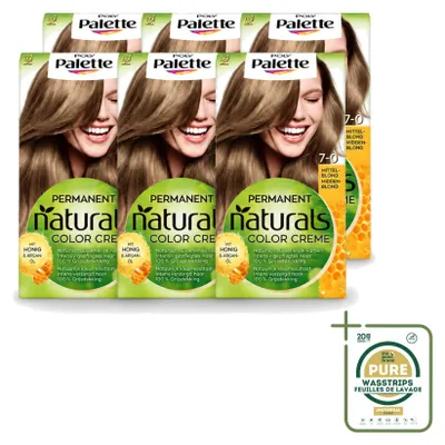 Imagen del producto de 6 tintes para el cabello Poly Palette - Tono rubio medio 7-0 - 115 ml - Paquete de suministro - 6 unidades
