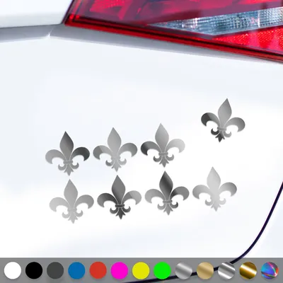 Produktbild von PantherPixel Lilie Aufkleber Set Fleur De Lis Lys Florenz Sticker Auto Geschenkidee Farbe Chrom-Silber