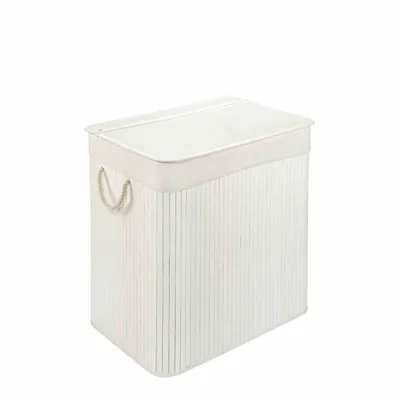 Immagine prodotto di WohnDirect Cesto per biancheria con coperchio BAMBOO Bianco 104 L L-54cm x H-61cm x P-34cm
