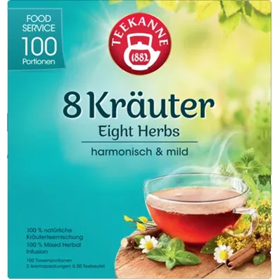 Image de Teekanne 8 herbes mélange de thé 100 portions harmonieux doux 125g
