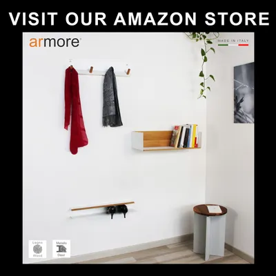 Produktbild von Schuhregal Metall und Holz, platzsparend, für 3 Paar Schuhe, Wandmontage für Flur