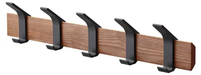 Immagine prodotto di Appendiabiti Yamazaki in legno marrone scuro con 5 ganci metallici appendiabiti da parete appendiabiti pannello appendiabiti appendiabiti appendiabiti