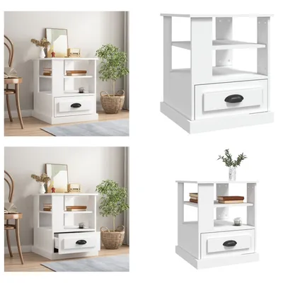 Image de vidaXL Table d'appoint Blanc 50x50x60 cm Bois composite - Table d'appoint - Tables d'appoint - Table basse - Table