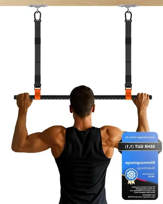 Obrázek produktu pro Fitness bar – sportovní pomůcka – posilovací hrazda – nastavitelná výška – 25–65 cm – oranžová