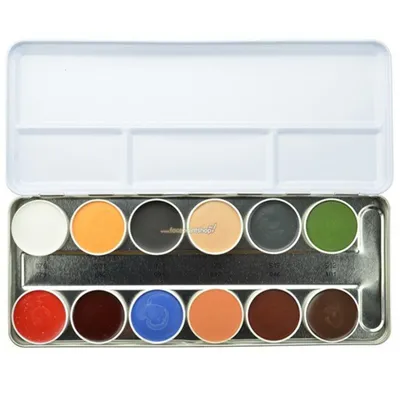 Productafbeelding van Kryolan rubbermasker make-up, vetbasis, palette met 12 kleuren