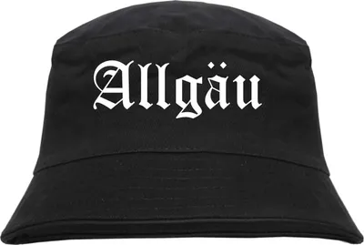 Produktbild von Allgäu Fischerhut - Altdeutsch - bedruckt - Bucket Hat Anglerhut Hut Schwarz L/XL