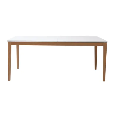 Produktbild von Miliboo - Design-Esstisch ausziehbar Weiß Füße Holz L180-260 DELAH
