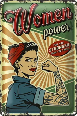 Produktbild von Blechschild Retro 18x12cm Pinup women power Girl stronger