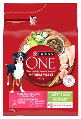 Zdjęcie produktu dla Purina One Sterilised Medium/Maxi 2,5kg Sucha Karma Dla Psów Po Sterylizacji Bogata W Indyka Z Ryżem