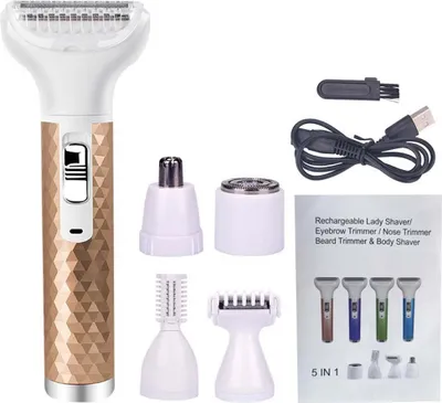 Produktbild von INF 5-in-1 Elektrischer Damenrasierer - USB Wiederaufladbares Haarentfernungsset Roségold