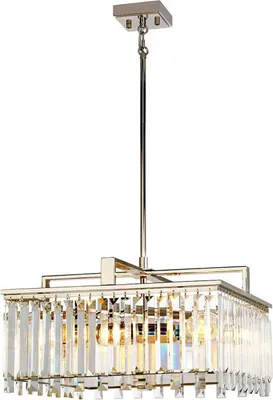 Produktbild von Hängeleuchte Metall Glas E27 B: 47 cm H: max. 132,2 cm Nickel poliert 4-flammig quadratisch Jugendstil
