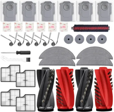 Produktbild von 37 Stück Zubehör für Roborock Saros 10 Saugroboter,4 Hauptbürsten,1 Selbstreinigende Bürste,6 Seitenbürsten,6 Flach-Duftsteine, 6 Staubbeutel,8 Wischtücher,4 Filter und weiteres