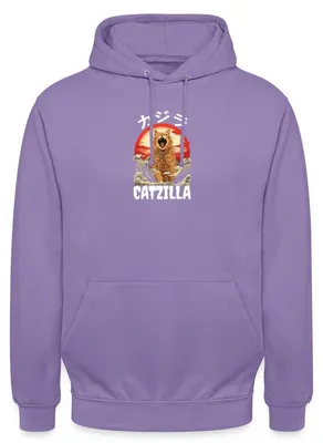Produktbild von Spreadshirt Riesige Brüllende Katze | Japanisch Inspirierter Look Uni Hoodie, M, Lavendel