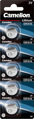 Produktbild von 5x Knopfzelle Knopfbatterie Lithium CR1616 Camelion Blister Verpackung Batterie