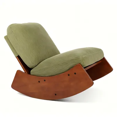 Produktbild von Cord Schaukelstuhl mit Holz-Mondschaukelbasis