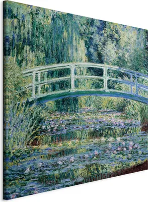 Produktbild von Vliesstoff Leinwandbild - Footbridge in Giverny 70x70 cm Reproduktionen l-G-10008-b-a