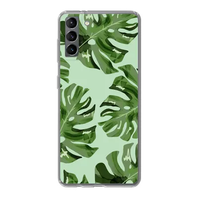 Produktbild von MuchoWow® Handyhülle Schutzhülle Hülle für Samsung Galaxy S21 Plus Blätter - Tropisch - Pastell Silikon Softcase Handy Hülle - Handy-Tasche