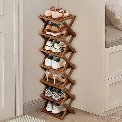 Produktbild von Faltbares Schuhregal Bambus 7 Etagen Braun