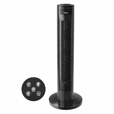 Produktbild von Säulenventilator 80 Cm, Fernbedienung, Oszillationsfunktion, Timer, 3 Geschwindigkeitsstufen, 45 W, Standgerät, Schwarz, KI-generiertes Bild